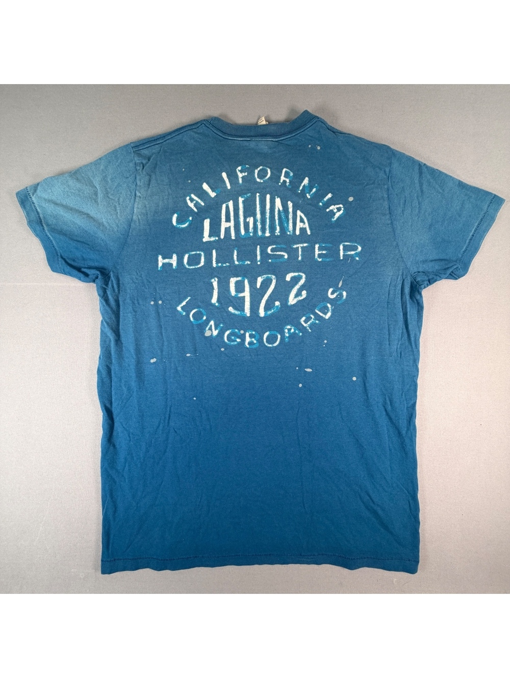 Hollister California T Shirt Mens XL Blue HCO Seagull Logo Paint Splatter Tee
